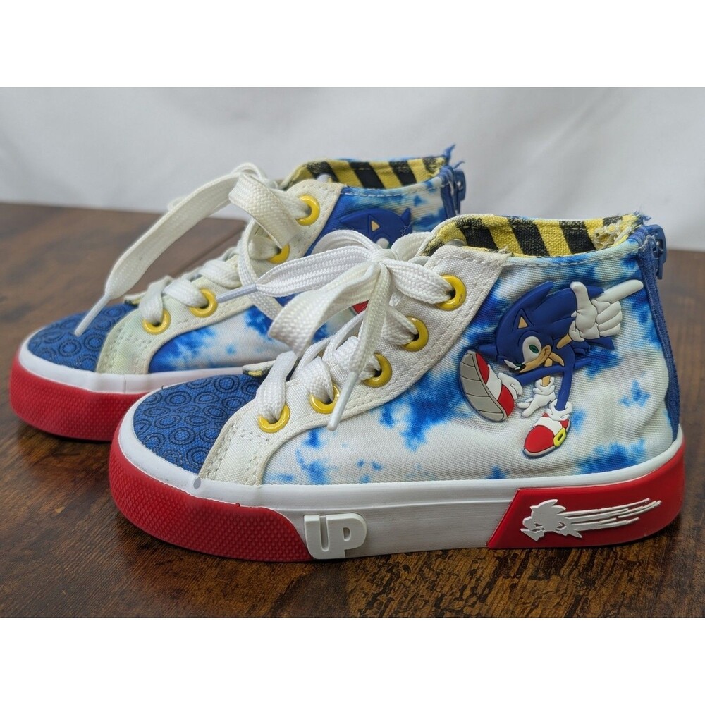 Sonic The Hedgehog Shoes Boys Size 9 High Top Sneakers Blue White Kids
